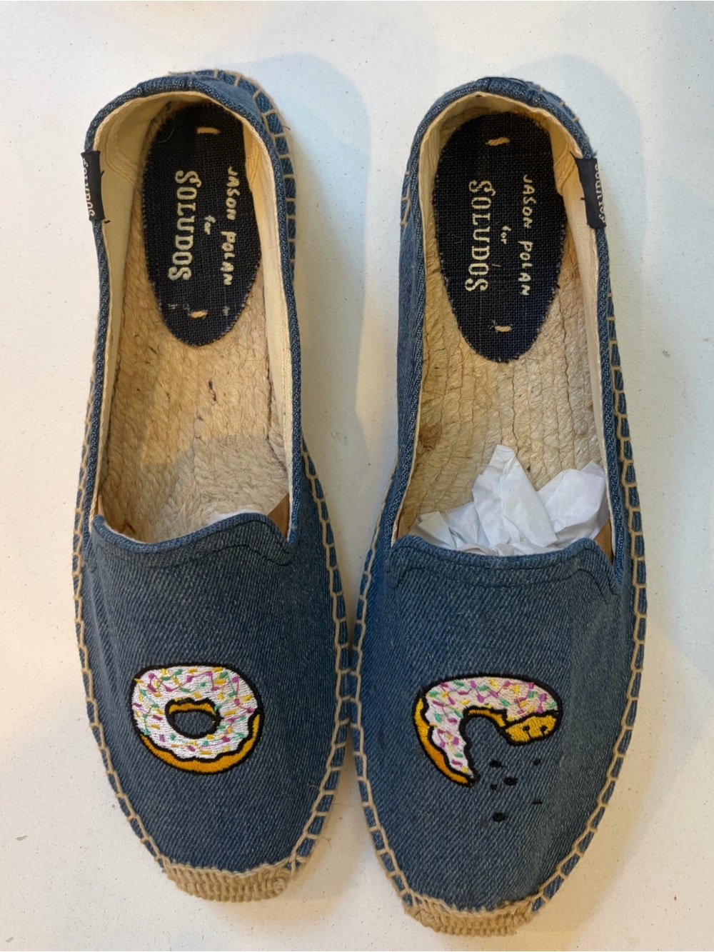 Soludos Kids Denim Moccasins with Donut Patch